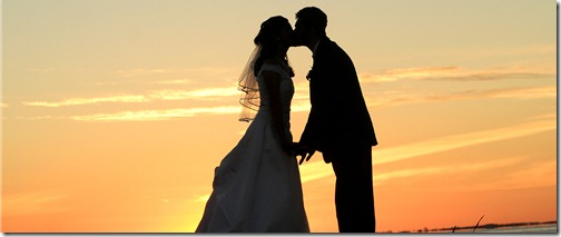 Sunset Wedding Kiss