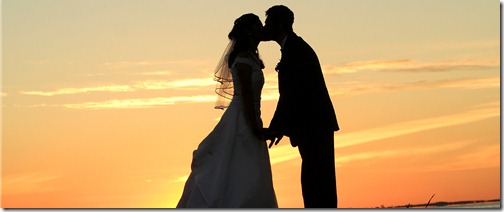 Sunset Wedding Kiss