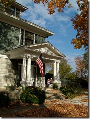 American flag flies in the autum sun