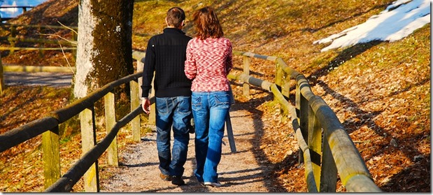 young couple walking